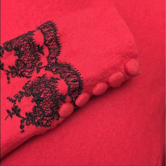 Vintage red wool embroidered dress - Picture 2 of 2